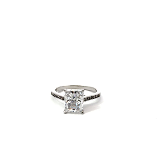 Sterling Silver Radiant Emerald Cut Ring