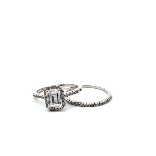 Sterling Silver Vintage Style Wedding Ring Set