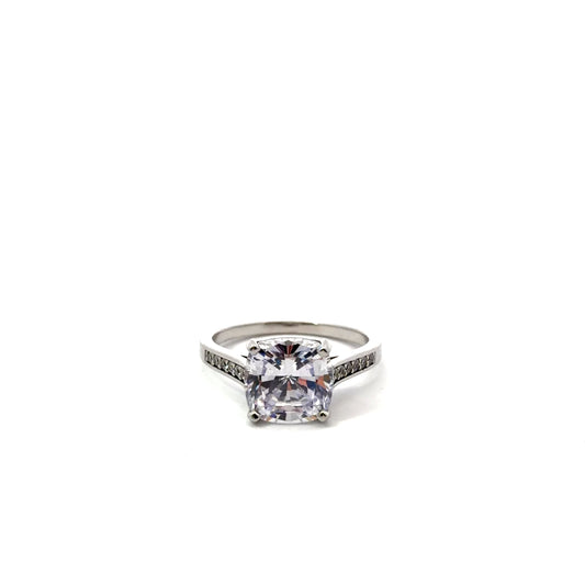 Sterling Silver Cushion Cut Engagement Ring