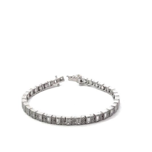 Sterling Silver Filigree Style Cubic Zirconia Bracelet