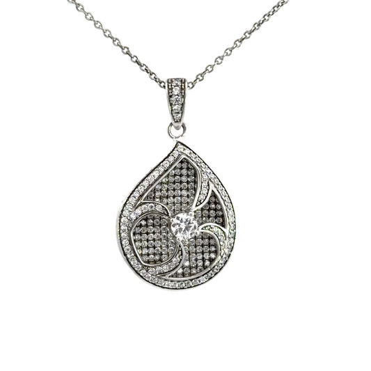 Vintage Inspired Teardrop Pendant Necklace