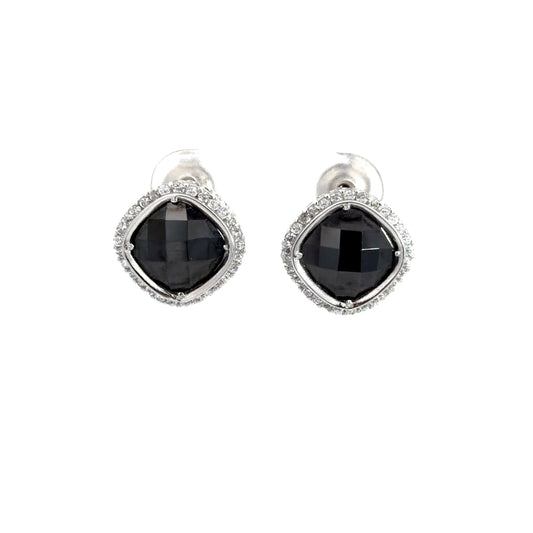 Stud Faux Black Onyx Earrings