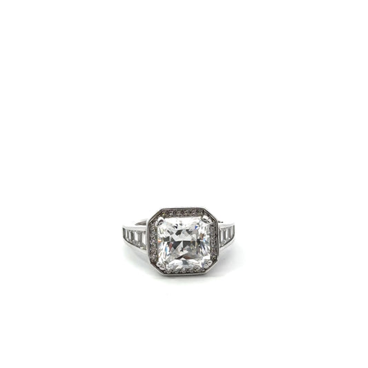 Sterling Silver Cushion Cut Cubic Zirconia Ring