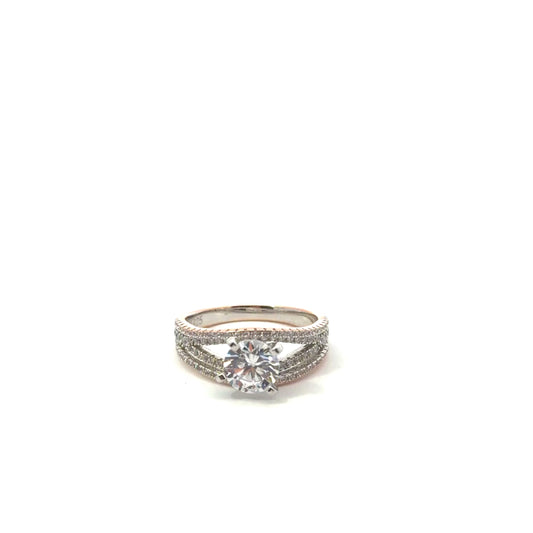 Sterling Silver Two Tone Engagement Ring