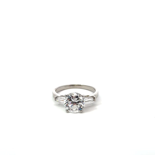Sterling Silver Three Stone Engagement Ring