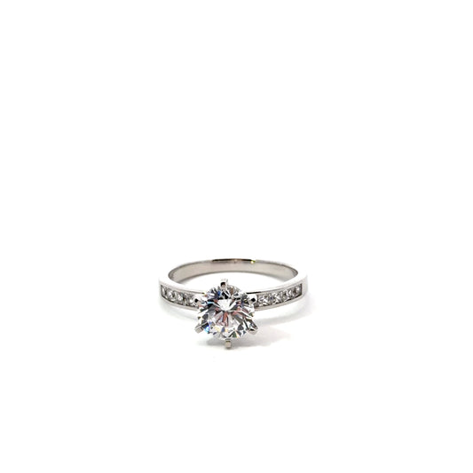 Sterling Silver Brilliant Cut Engagement Ring