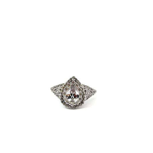 Sterling Silver Pear Cut Engagement Ring