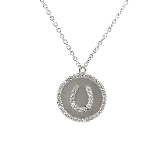 Cubic Zirconia Horseshoe Pendant Necklace