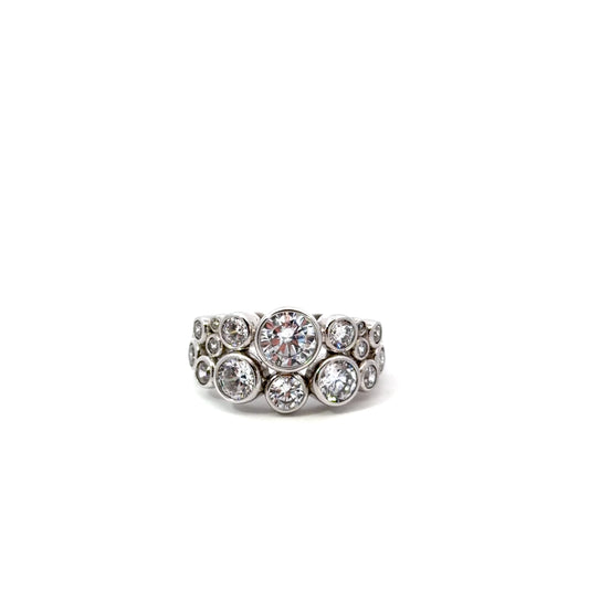 Sterling Silver Bezel Set Cluster Ring