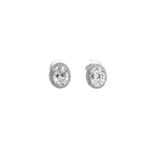 Stud Oval Cut Cubic Zirconia Earrings