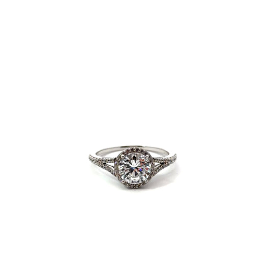 Sterling Silver Halo Engagement Ring