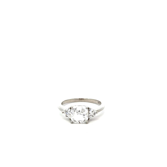 Sterling Silver Three-Stone Engagement Ring