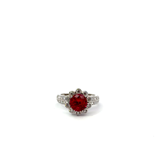 Sterling Silver Floral Design Ruby