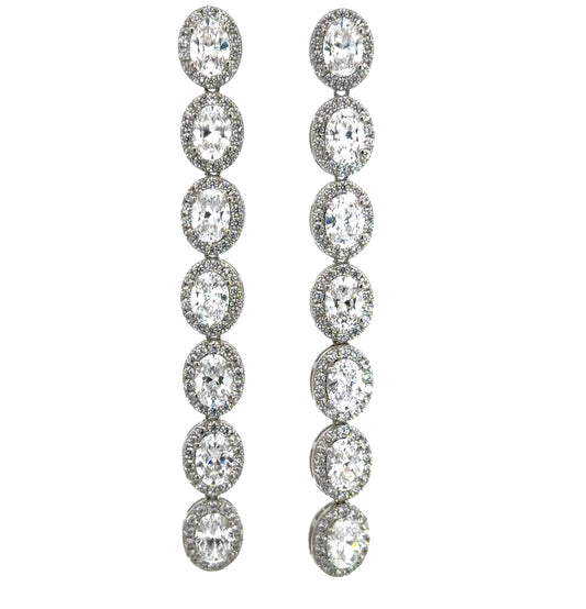 Oval Halo Drop Earrings