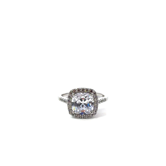 Sterling Silver Cushion Cut Halo Ring