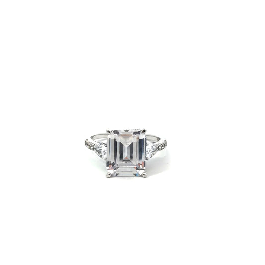 Sterling Silver Three-Stone Engagement Ring