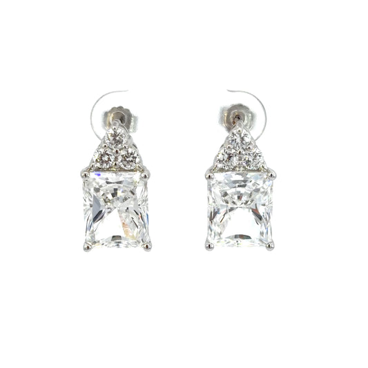 Stud Emerald Cut Cubic Zirconia Earrings