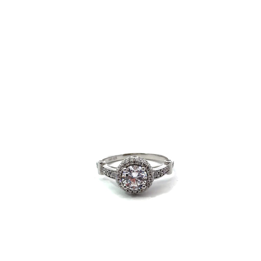 Sterling Silver Cathedral Style Engagement Ring