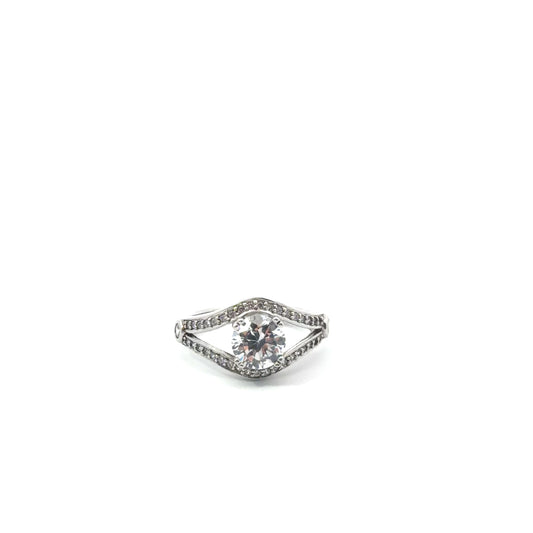 Sterling Silver Round Cut Cubic Zirconia Ring