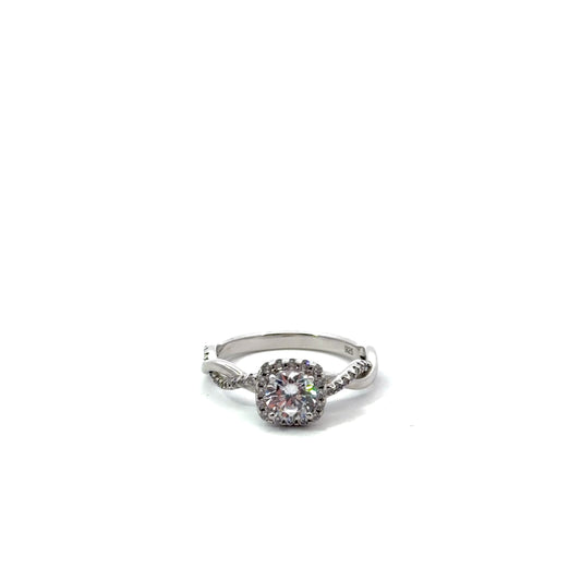 Sterling Silver Twisted Band Engagement Ring
