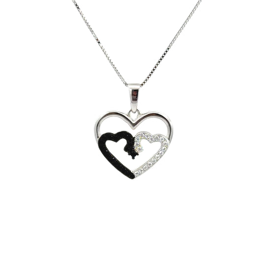Double Heart Pendant Necklace