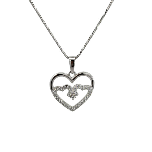 Cubic Zirconia Heart Shaped Pendant Necklace