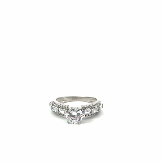 Sterling Silver Radiant Cut Engagement Ring