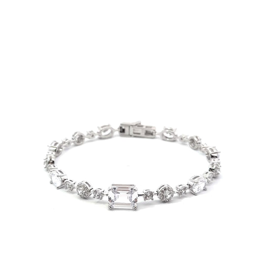 Sterling Silver Multi cut Cubic Zirconia Tennis Bracelet