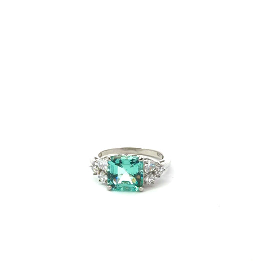 Sterling Silver Topaz Cubic Zirconia Ring