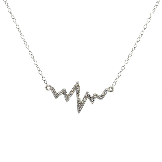 Sterling Silver Heart Rhythm Cubic Zirconia Necklace