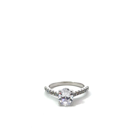 Sterling Silver Oval Cut Engagement Ring