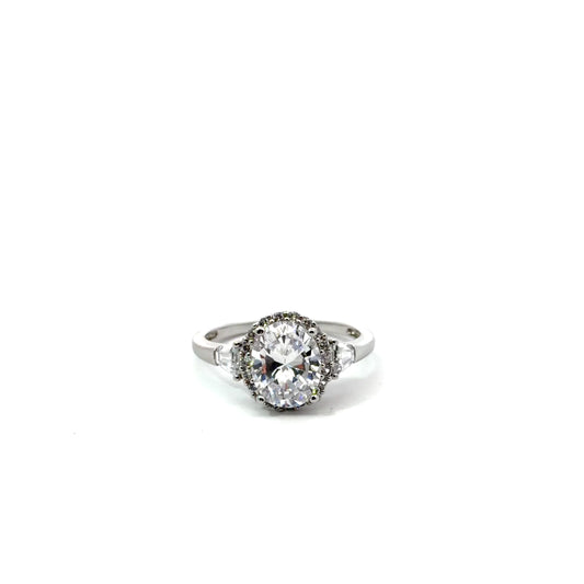 Sterling Silver Oval Halo Ring