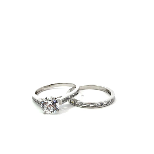 Sterling Silver Brilliant Wedding Ring Set