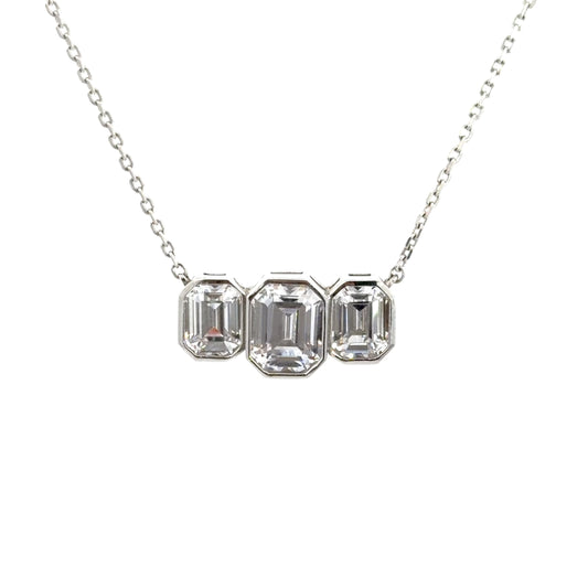 Sterling Silver Elegant Emerald Cut Cubic Zirconia Necklace