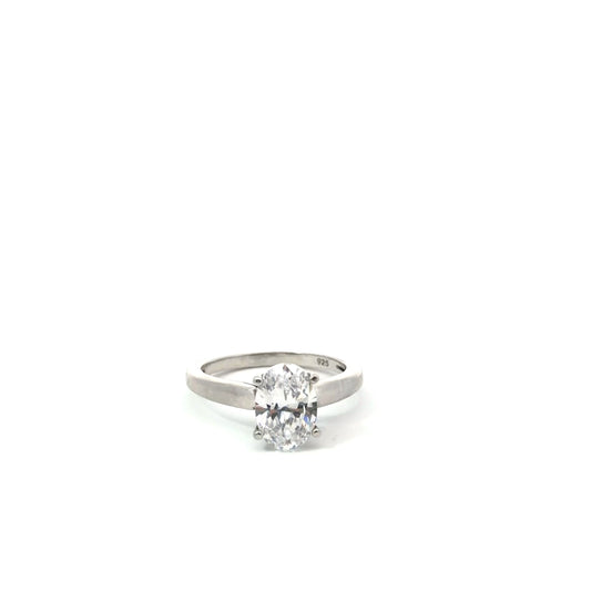 Sterling Silver Oval Cut Solitaire Ring